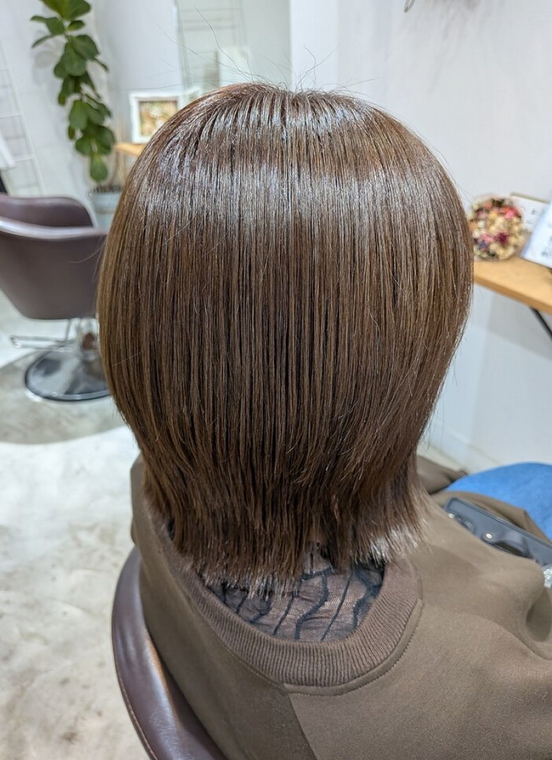 黒髪のミディアムボブ（後ろ姿）